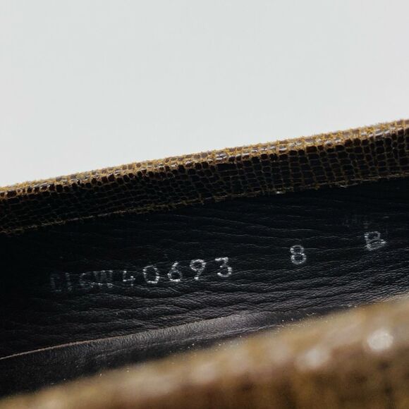 Stuart Weitzman Tassel Croc Embossed Leather Loafers 8B Spain - Picture 9 of 10